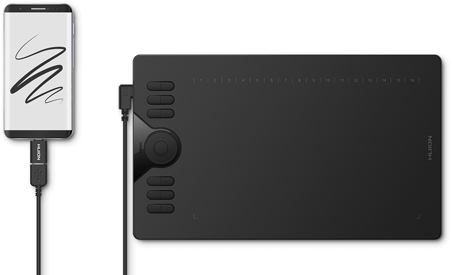 【美品】HUION ペンタブレット HS610 付属品あり・シール剥がしなし Huion HS610 Graphics Drawing Tablet with Touch Ring | Huion